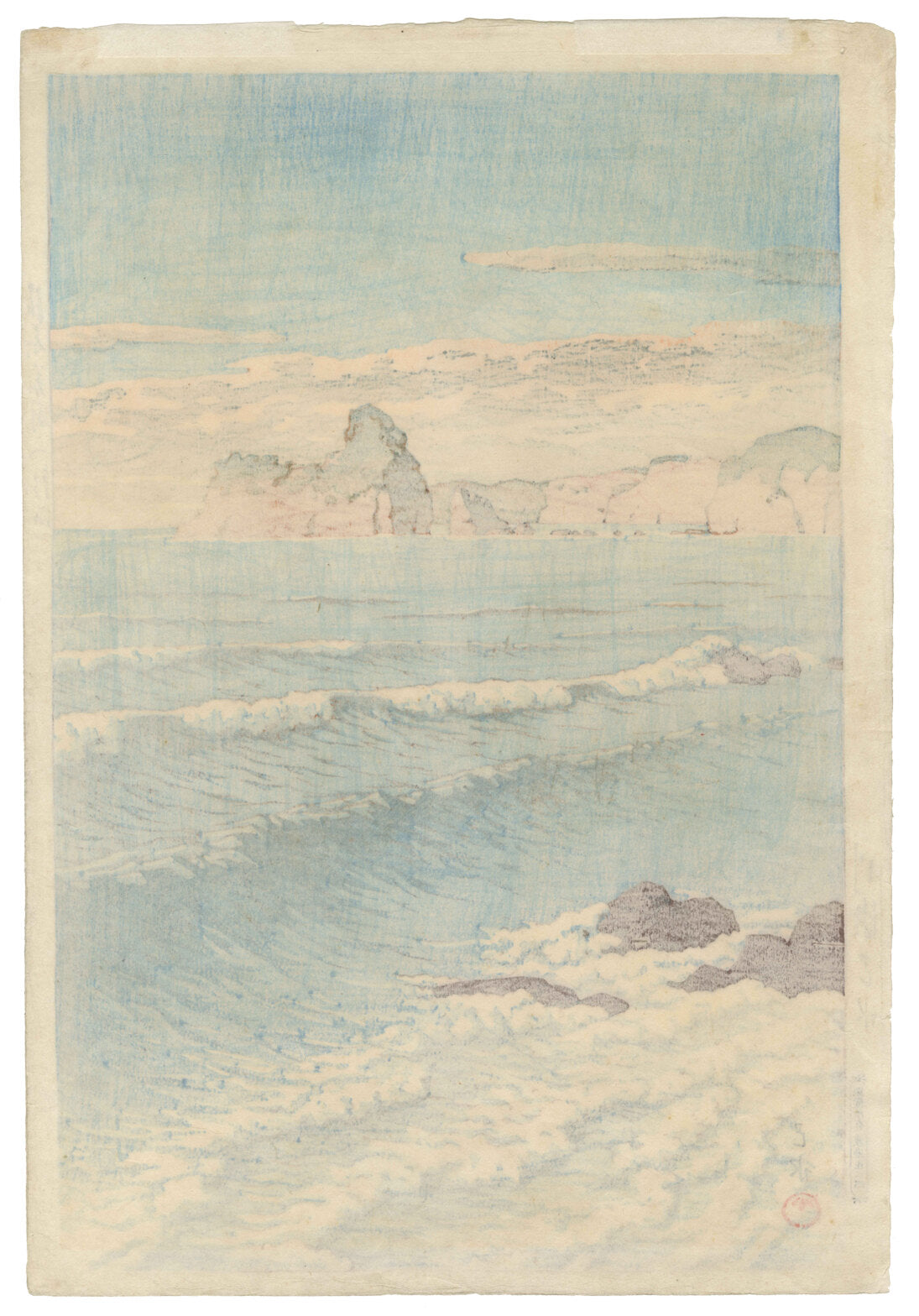 Morning Sea at Bikuni, Shiribeshi by Hasui Kawase (1883-1957), 1932 (Back)
