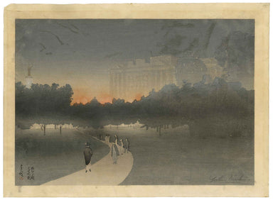 Buckingham Palace seen across Green Park by Markino Yoshio (1870-1956), c.1910 (Front)
