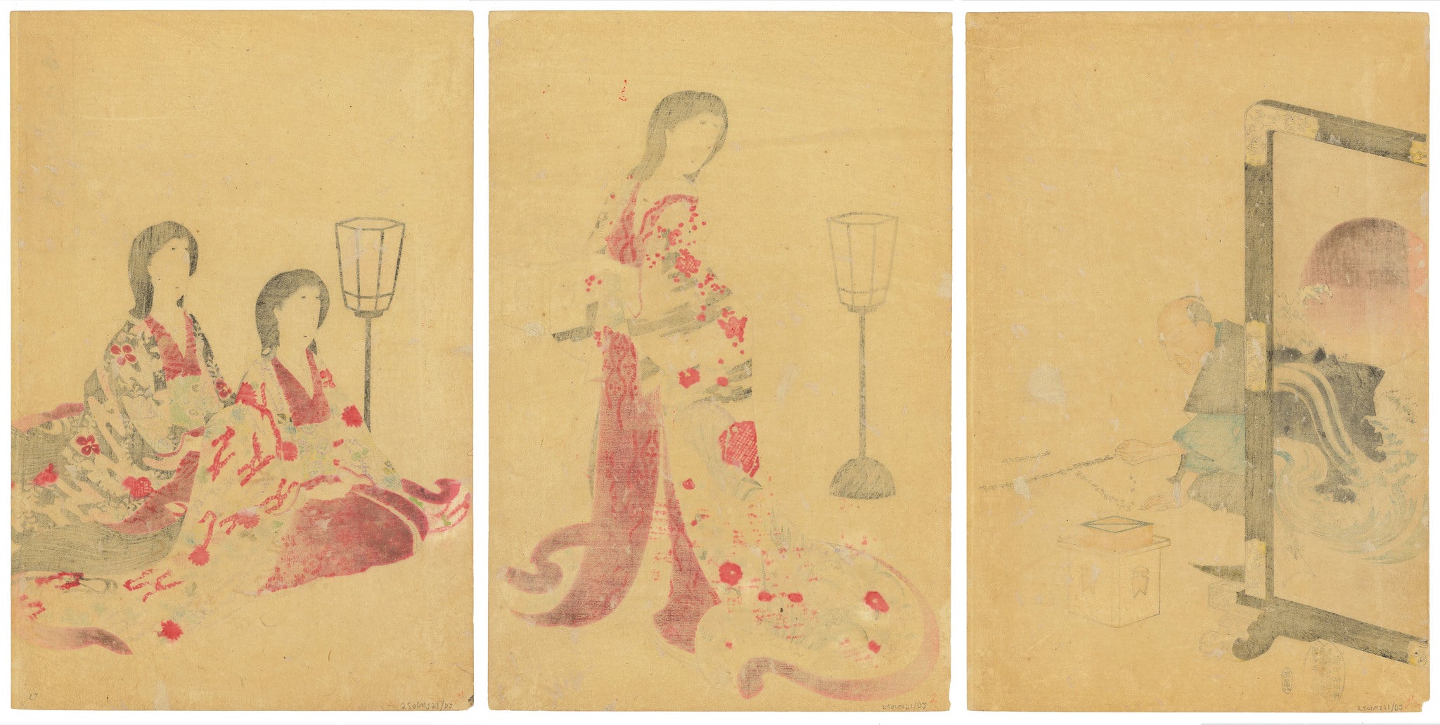 Celebrating Setsubun, The Day before Spring by Toyohara Chikanobu (1838-1912), 1896 (Back)