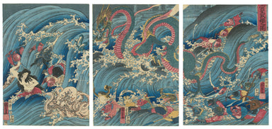 Princess Tamatori recovering the Pearl from the Dragon Palace by Utagawa Kuniyoshi (1798-1861), 1853 (Front)