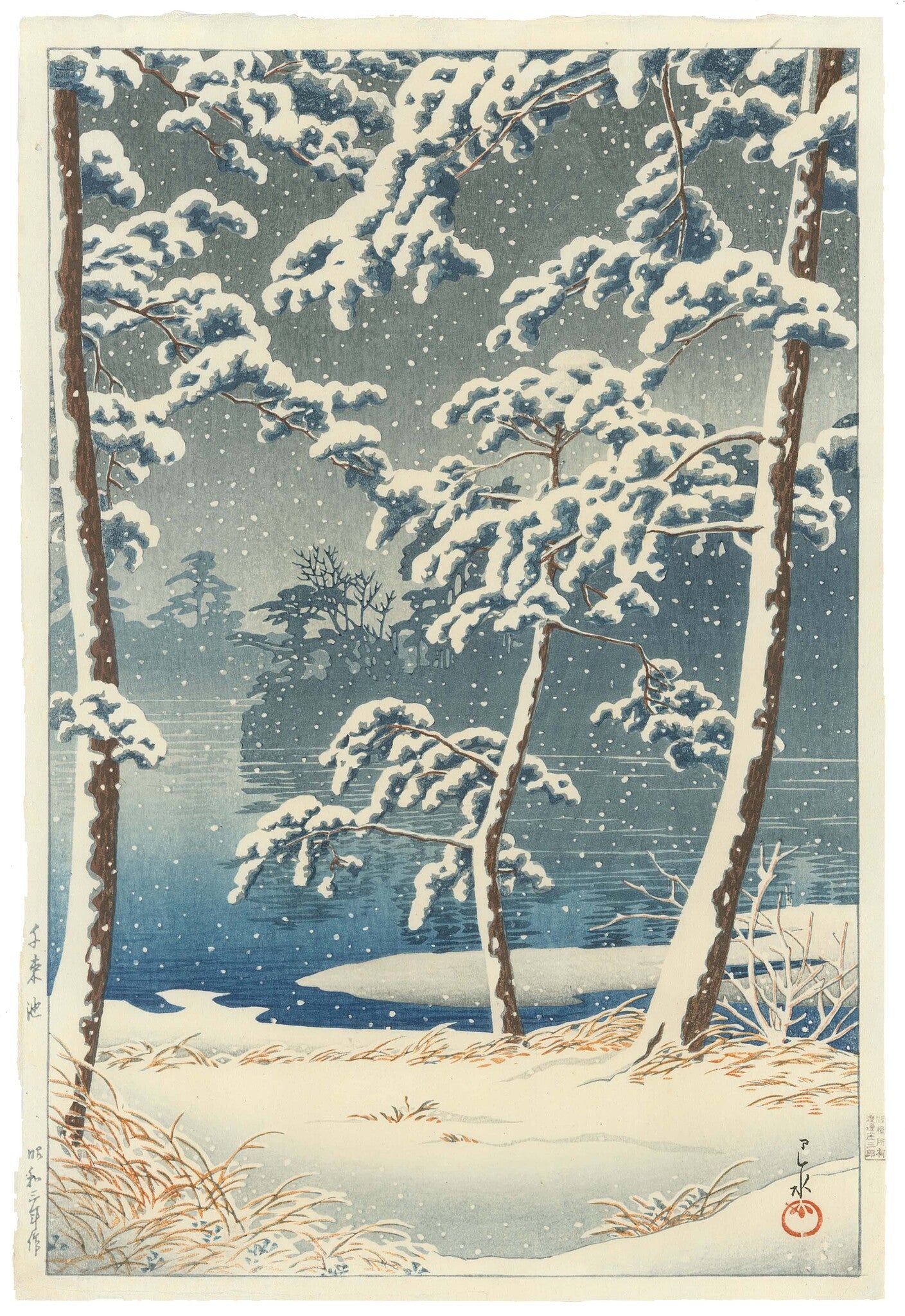 Senzoku Pond by Hasui Kawase (1883-1957), 1928 (Front)